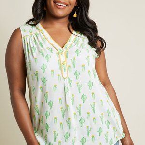 Modcloth Cafe au Soleil Sleeveless Cactus top